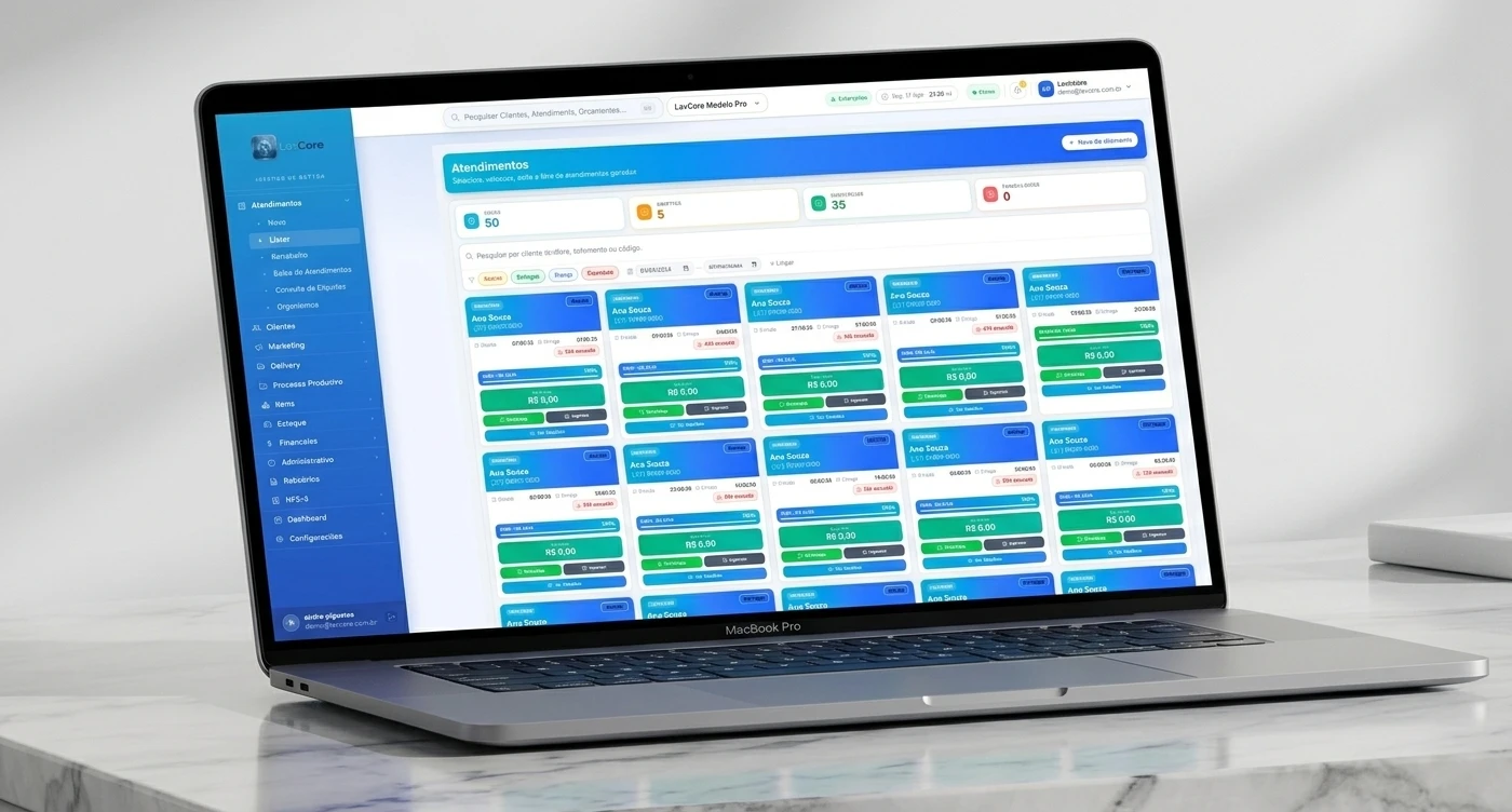 LavCore no Atendimento — Balcão e Comanda Digital
