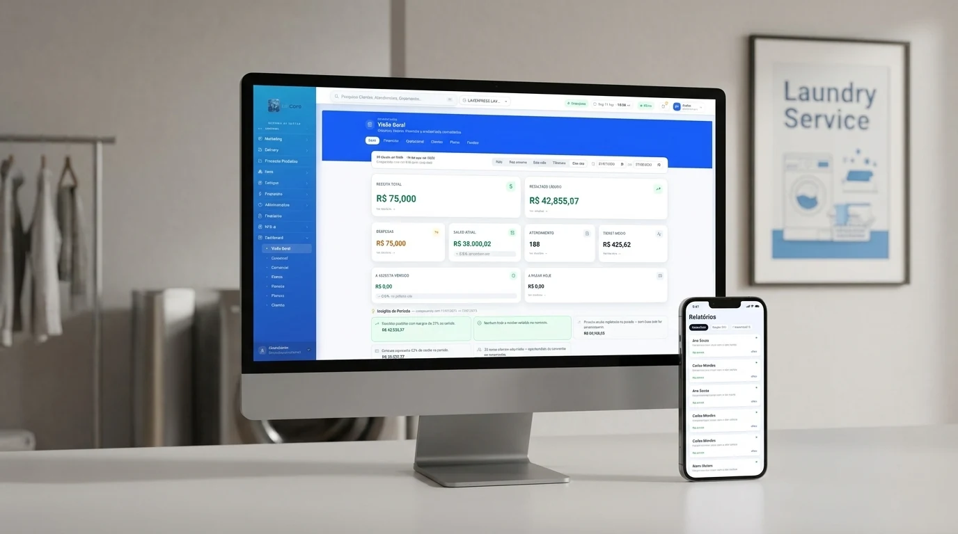 Relatório Financeiro e DRE Operacional do LavCore
